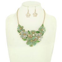FLORAL BRANCH CLUSTER NECKLACE SET