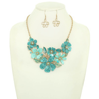 FLORAL BRANCH CLUSTER NECKLACE SET