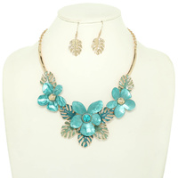 TROPICAL FLOWERS NECKLACE SET