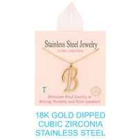 18K GOLD DIPPED CZ INITIAL LETTER NECKLACE