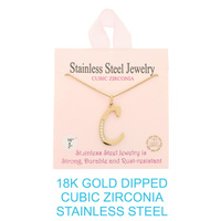 18K GOLD DIPPED CZ INITIAL LETTER NECKLACE