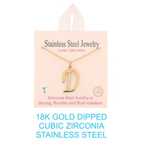 18K GOLD DIPPED CZ INITIAL LETTER NECKLACE