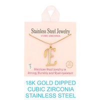 18K GOLD DIPPED CZ INITIAL LETTER NECKLACE