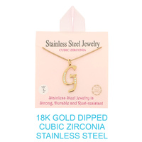 18K GOLD DIPPED CZ INITIAL LETTER NECKLACE