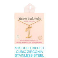 18K GOLD DIPPED CZ INITIAL LETTER NECKLACE