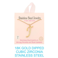 18K GOLD DIPPED CZ INITIAL LETTER NECKLACE