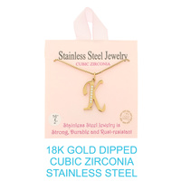 18K GOLD DIPPED CZ INITIAL LETTER NECKLACE