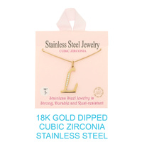 18K GOLD DIPPED CZ INITIAL LETTER NECKLACE