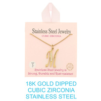 18K GOLD DIPPED CZ INITIAL LETTER NECKLACE