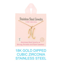 18K GOLD DIPPED CZ INITIAL LETTER NECKLACE