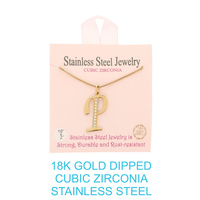 18K GOLD DIPPED CZ INITIAL LETTER NECKLACE