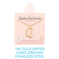 18K GOLD DIPPED CZ INITIAL LETTER NECKLACE