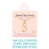 18K GOLD DIPPED CZ INITIAL LETTER NECKLACE
