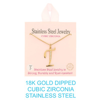 18K GOLD DIPPED CZ INITIAL LETTER NECKLACE