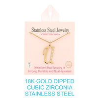 18K GOLD DIPPED CZ INITIAL LETTER NECKLACE
