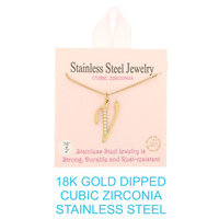 18K GOLD DIPPED CZ INITIAL LETTER NECKLACE