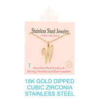 18K GOLD DIPPED CZ INITIAL LETTER NECKLACE