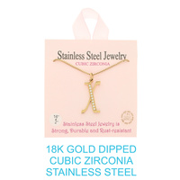 18K GOLD DIPPED CZ INITIAL LETTER NECKLACE