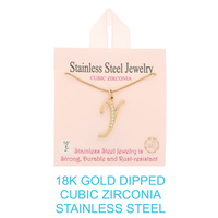 18K GOLD DIPPED CZ INITIAL LETTER NECKLACE