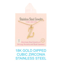 18K GOLD DIPPED CZ INITIAL LETTER NECKLACE