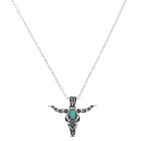 WESTERN TURQUOISE BULL SKULL NECKLACE