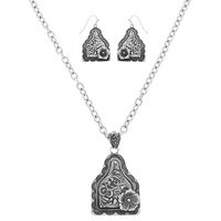 WESTERN FILIGREE CATTLE TAG NECKLACE SET
