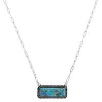 WESTERN TURQUOISE RECTANGLE PENDANT NECKLACE