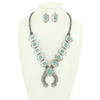 WESTERN FLORAL NAVAJO NECKLACE SET