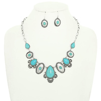 WESTERN TURQUOISE CONCHO NECKLACE