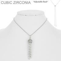 PEARL AND CZ SLIDER NECKLACE CROWN PENDANT