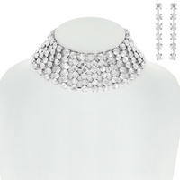 RHINESTONE CHOKER NECKLACE SET