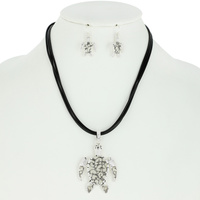 TURTLE TAILORED FILIGREE PENDANT NECKLACE AND EARRINGS SET