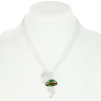 FLAMINGO ABALONE SHELL INLAY PENDANT NECKLACE AND EARRINGS SET
