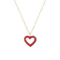 VALENTINE'S DAY CRYSTAL PAVE OPEN HEART PENDANT NECKLACE