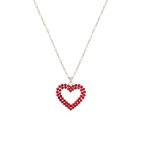 VALENTINE'S DAY CRYSTAL PAVE OPEN HEART PENDANT NECKLACE