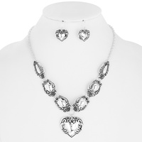 HEART VINTAGE  SPOON  NECKLACE AND EARRINGS SET