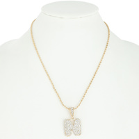 DELICATE INITIAL A / B / C / D / J / L / M / N / R / S / T CRYSTAL RHINESTONE PENDANT NECKLACE