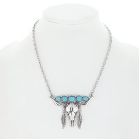 WESTERN STYLE STEER SKULL PENDANT NECKLACE 18"