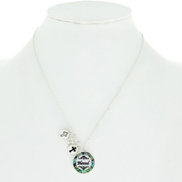 RELIGIOUS "BLESSED" ABALONE SHELL PENDANT NECKLACE