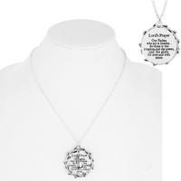 "LORD'S PRAYER" INSPIRATIONAL MESSAGE WITH HANDS PENDANT NECKLACE