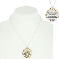"GUARDIAN ANGEL" INSPIRATIONAL MESSAGE WITH HANDS PENDANT NECKLACE