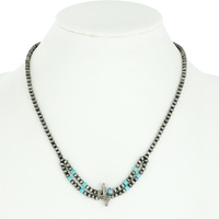 WESTERN CACTUS PENDANT NAVAJO PEARL CHOKER STYLE NECKLACE