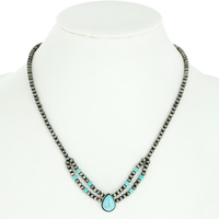 WESTERN TEARDROP PENDANT NAVAJO PEARL CHOKER STYLE NECKLACE