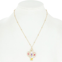 NATURAL DRIED FLOWER CACTUS PENDANT NECKLACE RESIN FLORAL JEWELRY