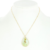 RESIN SEASHELL TEARDROP PENDANT NECKLACE OCEAN BEACH JEWELRY