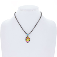 SUNFLOWER-WESTERN NAVAJO PEARL RESIN PENDANT NECKLACE