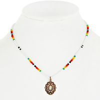 WESTERN CONCHO PENDANT SERAPE SEED BEAD CHOKER  NECKLACE