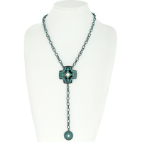 WESTERN SQUARE CROSS PENDANT Y NECKLACE