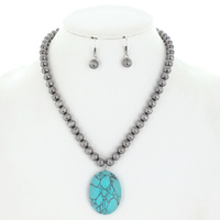 NAVAJO PEARL TURQUOISE PENDANT NECKLACE