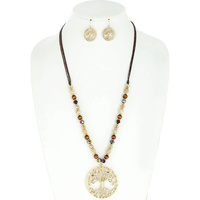 TREE OF LIFE PENDANT BEAD NECKLACE AND EARRINGS SET